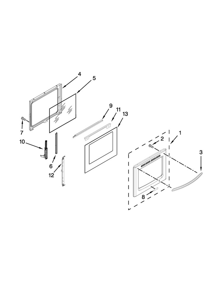 Door Parts Diagram and Parts List for KGRS306BSS2  KitchenAid Range