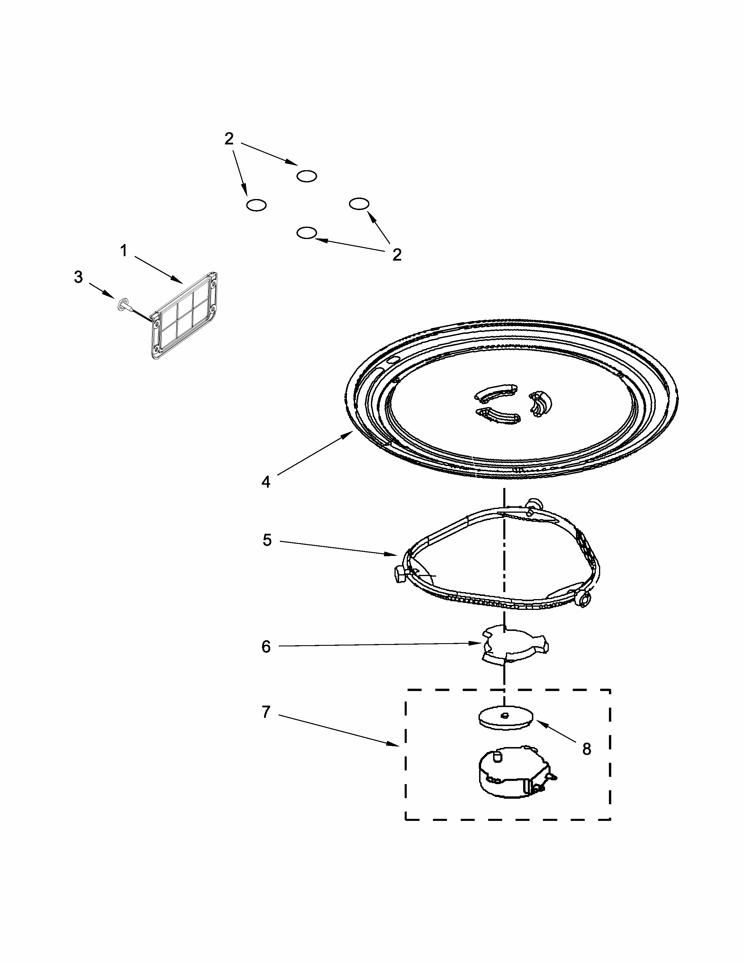 Turntable Parts Diagram and Parts List for IMH172DS0  Whirlpool Microwave