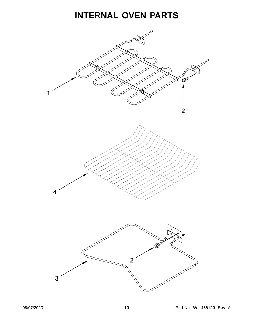 Internal Oven Parts Diagram and Parts List for WOD51ES4EB02  Whirlpool Wall Oven