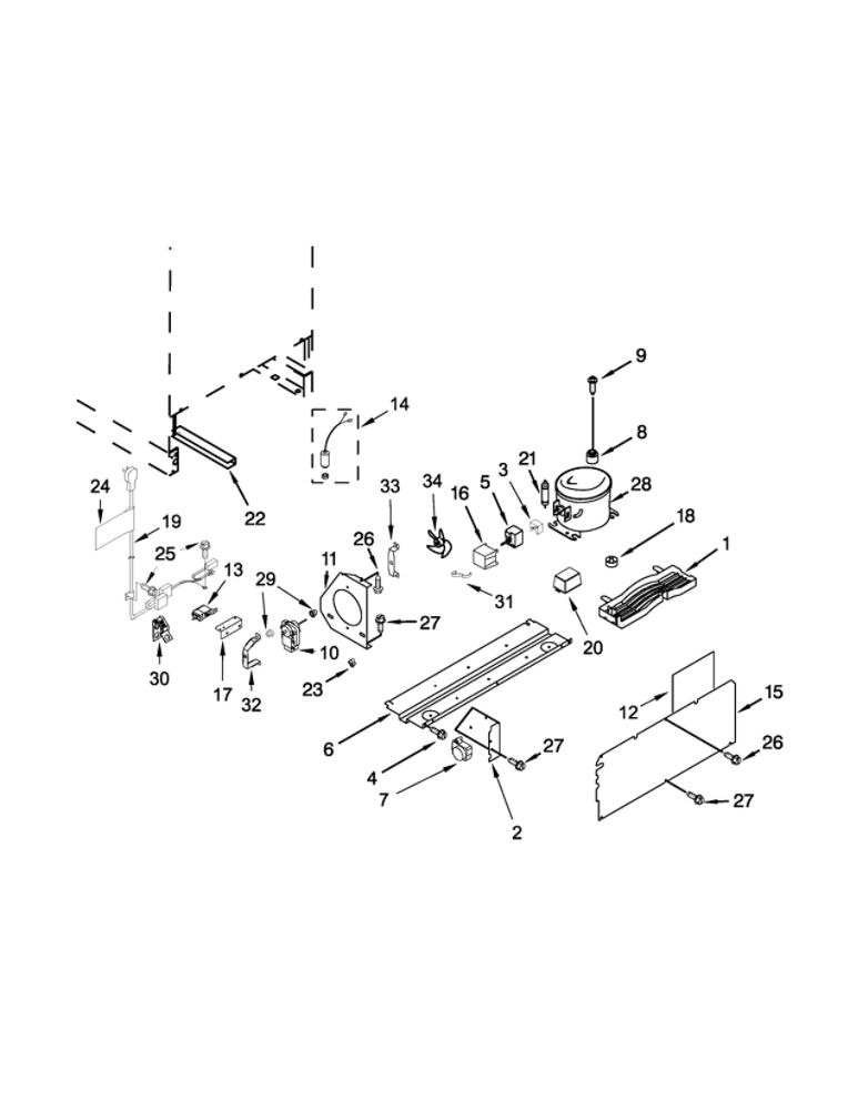 Unit Parts Diagram and Parts List for WUB50X24EM00  Whirlpool Wine and Beverage Cooler