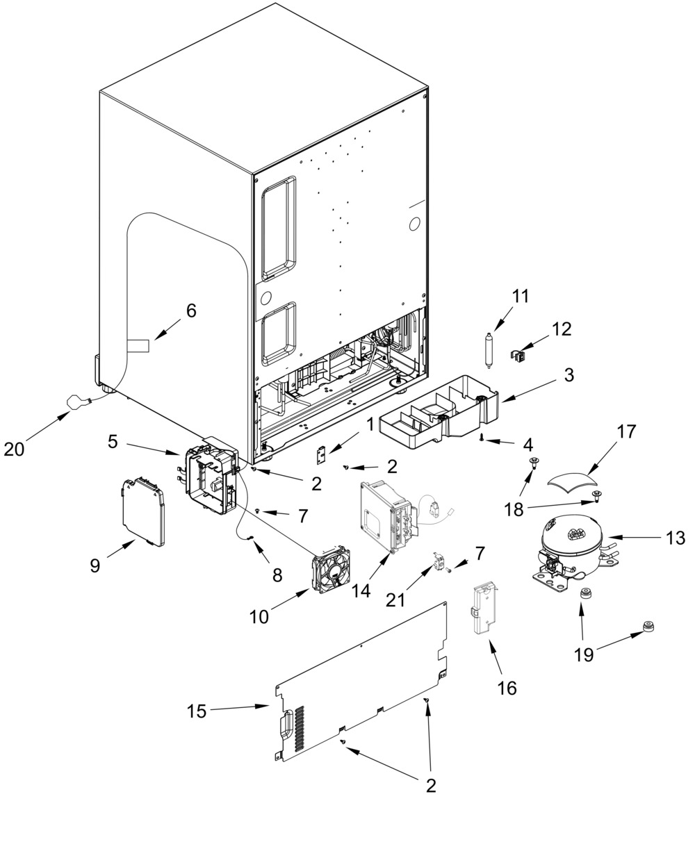 Unit Parts Diagram and Parts List for KUDF204KSB01  Whirlpool Refrigerator