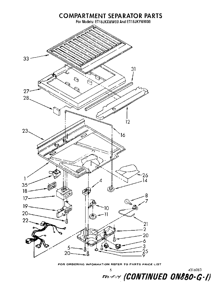 COMPARTMENT SEPARATOR Diagram and Parts List for ET18JKXWW00  Whirlpool Refrigerator