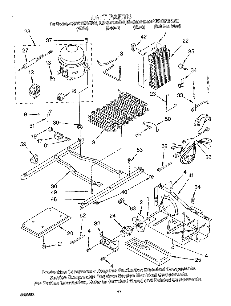 UNIT Diagram and Parts List for KSRS27IHWH02  KitchenAid Refrigerator