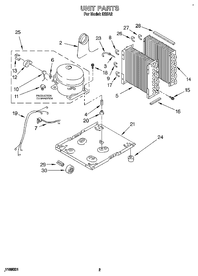 UNIT, LITERATURE Diagram and Parts List for D25A2  Whirlpool Dehumidifier