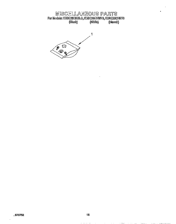 MISCELLANEOUS, LIT/OPTIONAL Diagram and Parts List for KUDC25CHBL0  KitchenAid Dishwasher