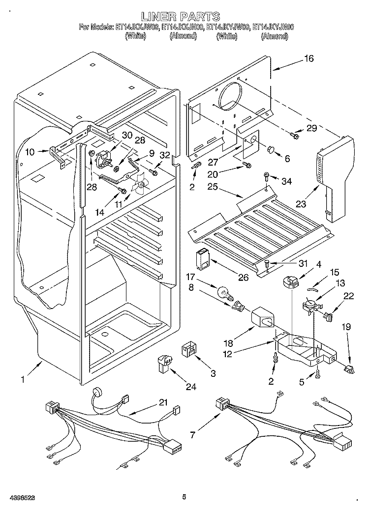 LINER, OPTIONAL Diagram and Parts List for ET14JKXJN00  Whirlpool Refrigerator