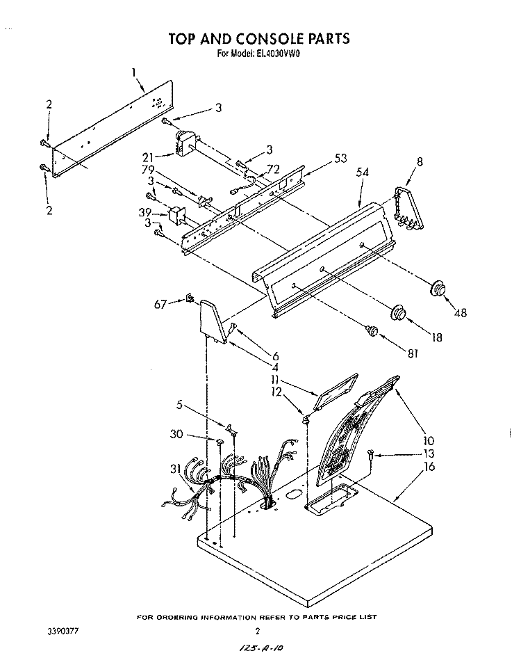 SECTION Diagram and Parts List for EL4030VL0  Roper Dryer