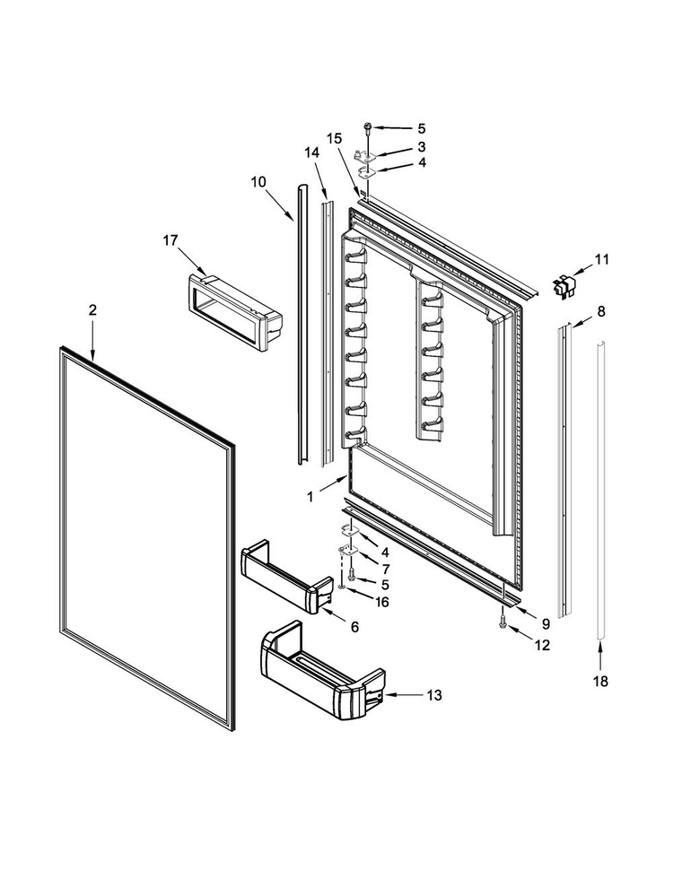 Refrigerator Door Parts Diagram and Parts List for KBBL206EPA00  KitchenAid Refrigerator
