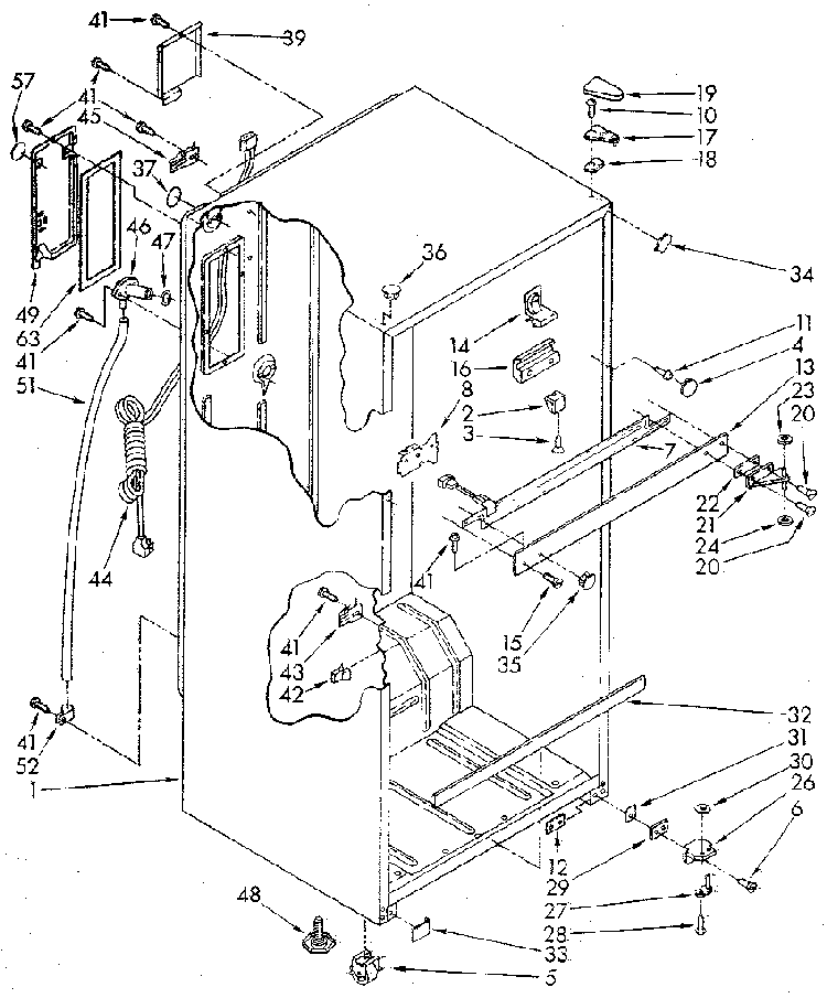 Cabinet Diagram and Parts List for ET14JKXSF04  Whirlpool Refrigerator