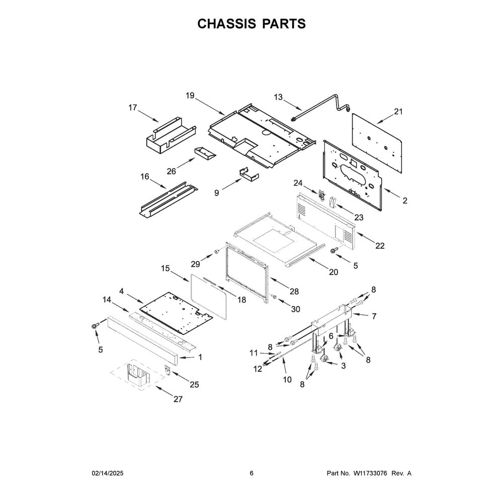 Chassis Parts Diagram and Parts List for KFDC506JMB03  KitchenAid Range