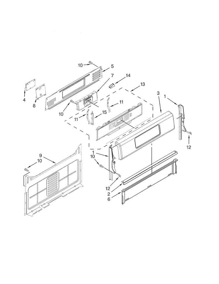 Control Panel Diagram and Parts List for KGRS303BWH1  KitchenAid Range