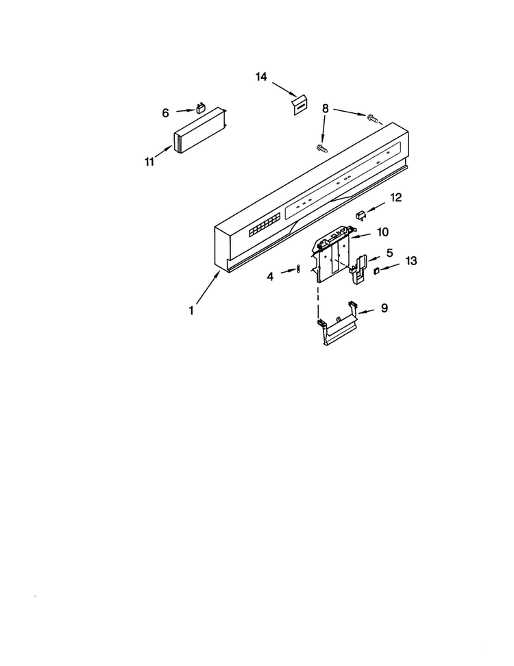Control Panel Diagram and Parts List for KUDR01DTBT0  KitchenAid Dishwasher
