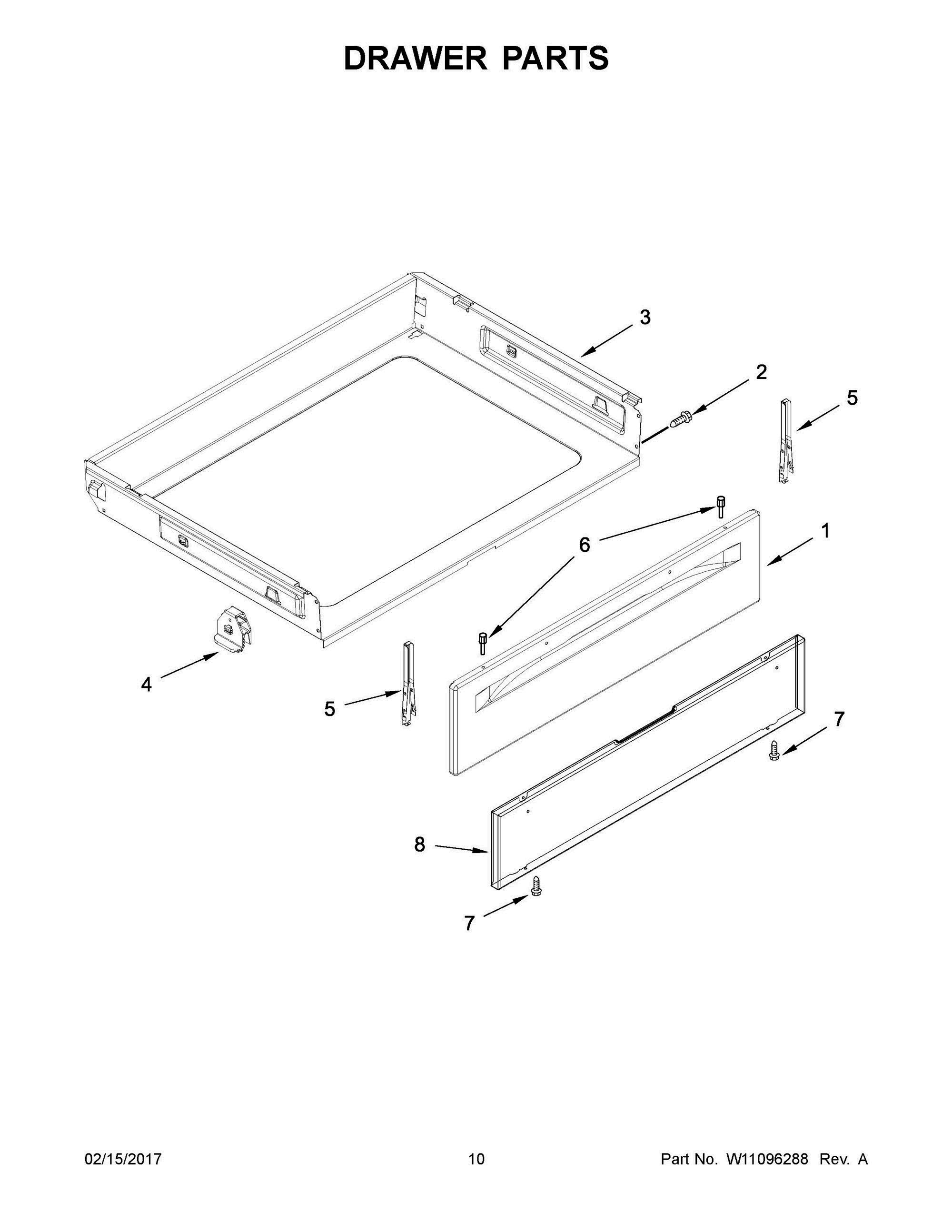 06 - DRAWER PARTS Diagram and Parts List for YMER6600FW0  Whirlpool Range
