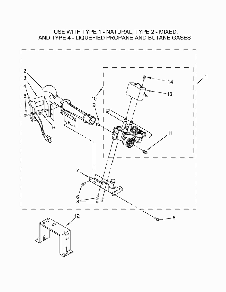 W10336852 Burner Assembly Parts Diagram and Parts List for 11075132410  Kenmore Dryer