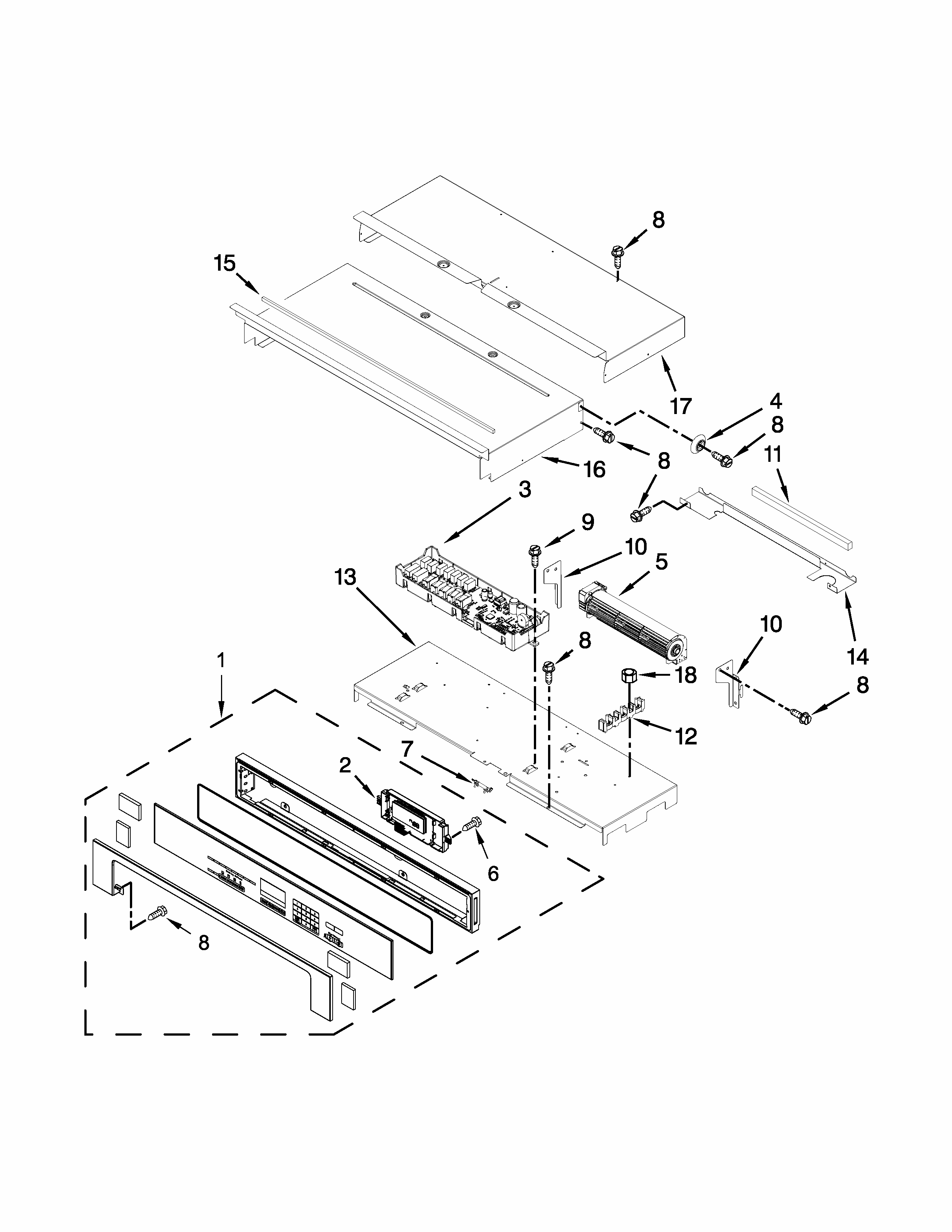 Control Panel Parts Diagram and Parts List for IBS300DS00  Whirlpool Wall Oven