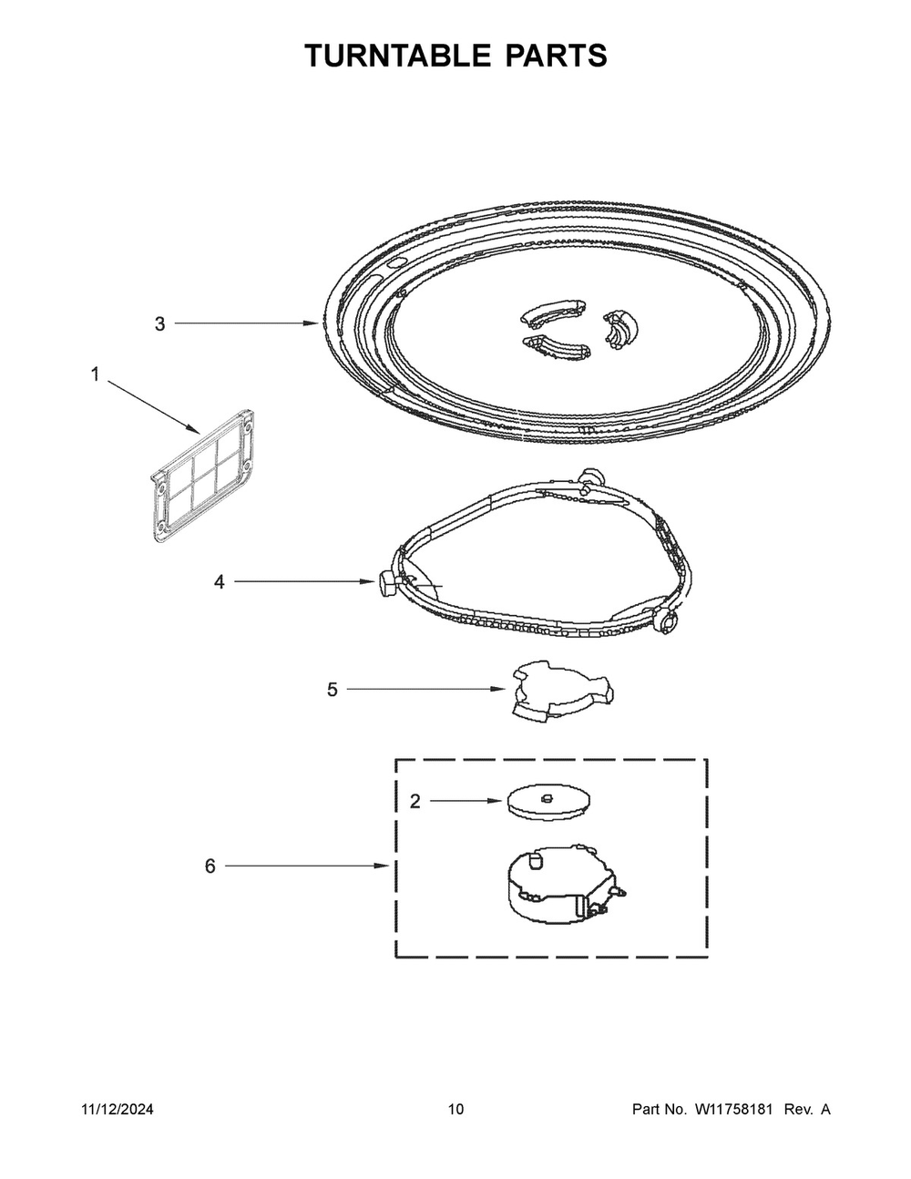 06 - Turntable Parts Diagram and Parts List for WMH31017HS12  Whirlpool Microwave