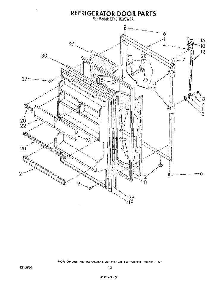 REFRIGERATOR DOOR , LIT/OPTIONAL Diagram and Parts List for ET18HKXSW0A  Whirlpool Refrigerator