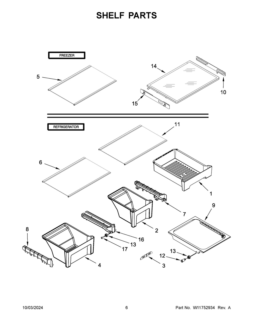 04 - Shelf Parts Diagram and Parts List for WRT541SZHV03  Whirlpool Refrigerator