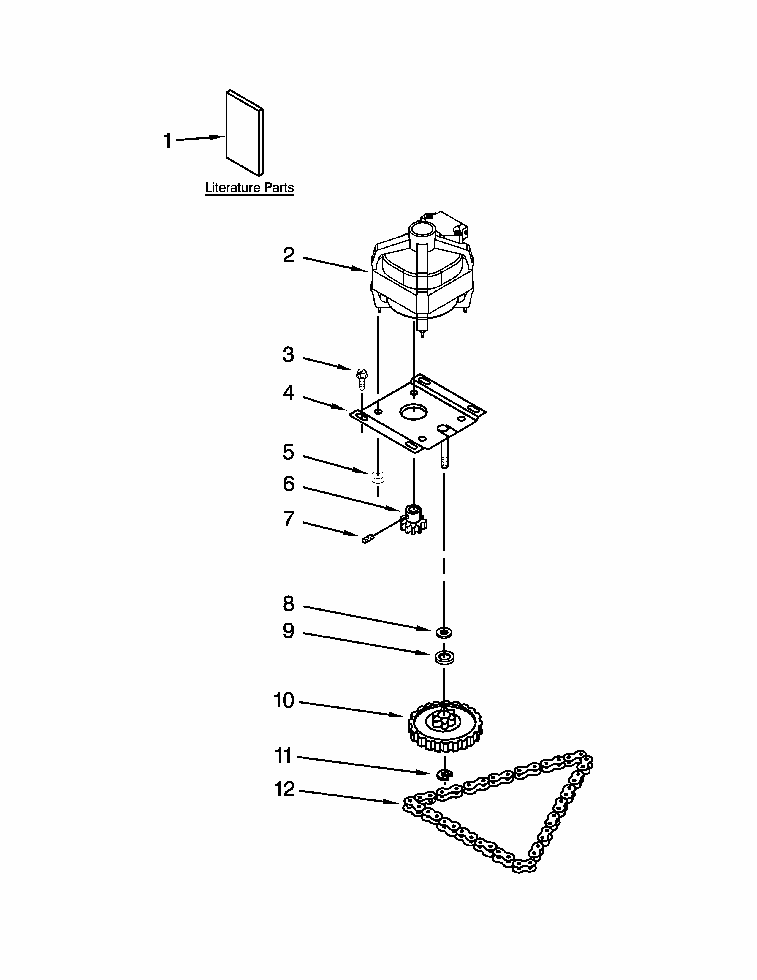 Motor And Drive Parts Diagram and Parts List for 66514723112  Kenmore Trash Compactor