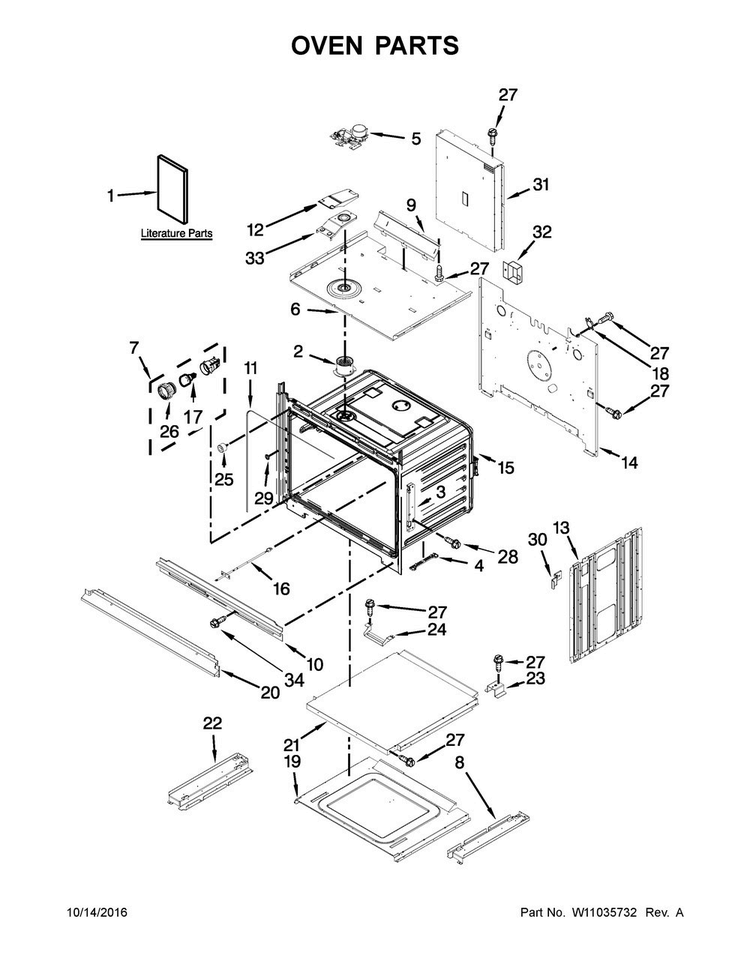 Oven Parts Diagram and Parts List for WOC54EC7AS04  Whirlpool Microwave