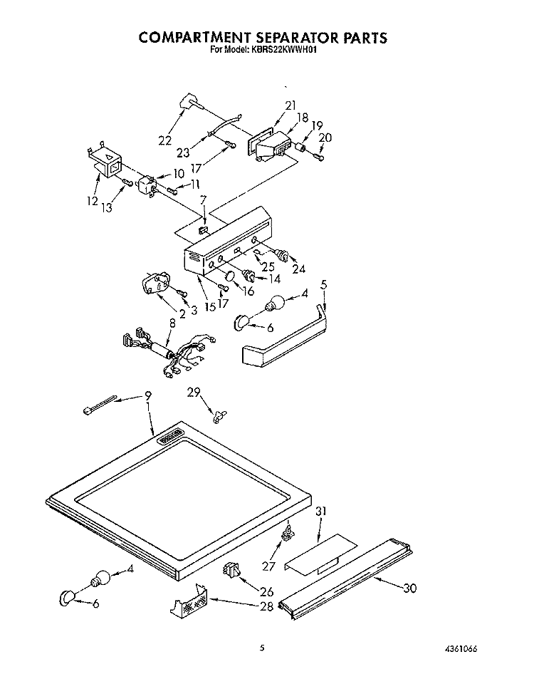 COMPARTMENT SEPARATOR Diagram and Parts List for KBRS22KWWH01  KitchenAid Refrigerator