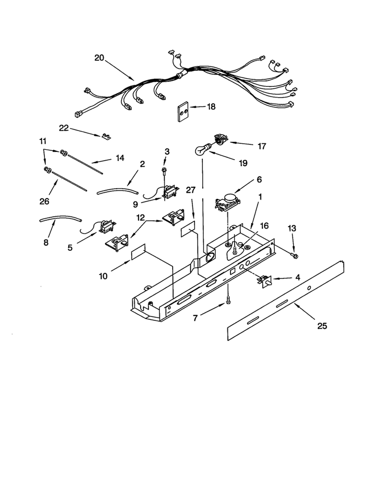 Control Diagram and Parts List for KSRS22QGBT0  KitchenAid Refrigerator
