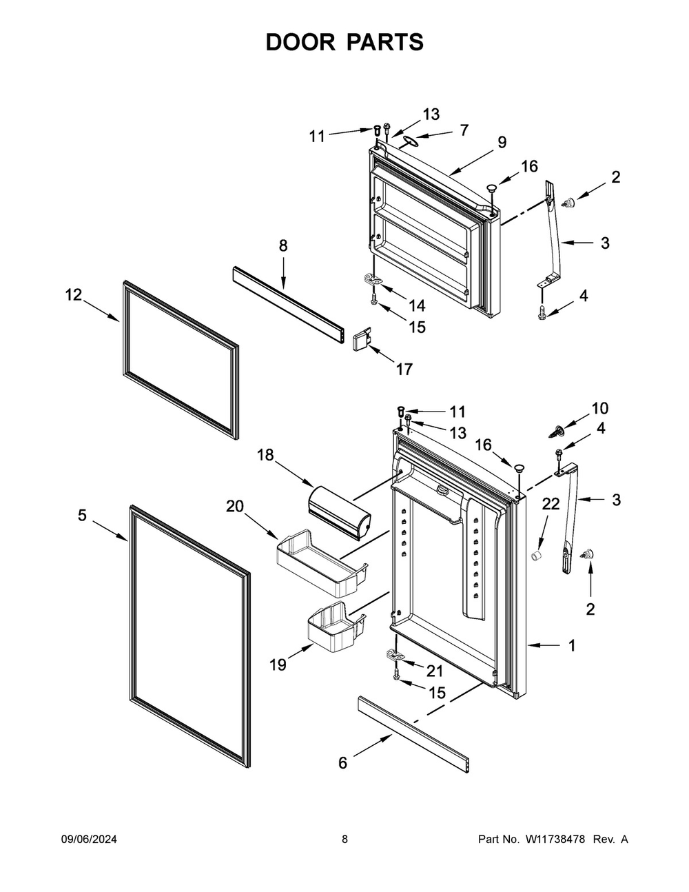 05 - Door Parts Diagram and Parts List for WRT519SZDM11  Whirlpool Refrigerator