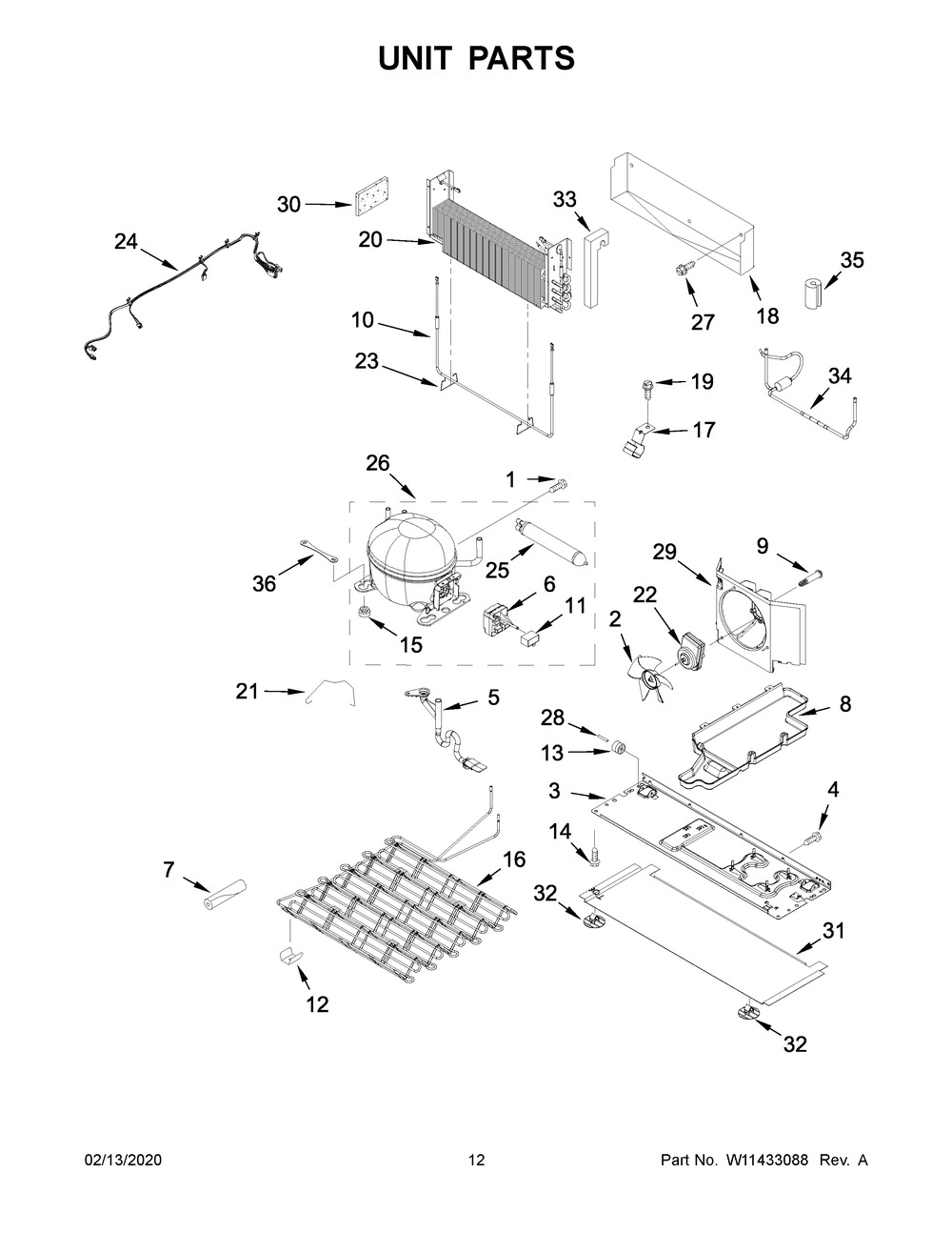 Unit Parts Diagram and Parts List for WRF757SDHZ01  Whirlpool Refrigerator