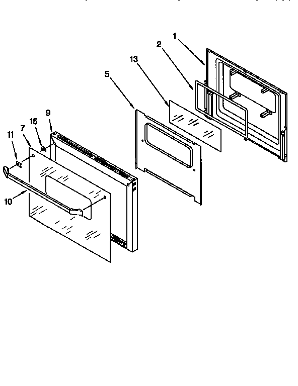Lower Oven Door Diagram and Parts List for KEBI271BWH3  KitchenAid Wall Oven