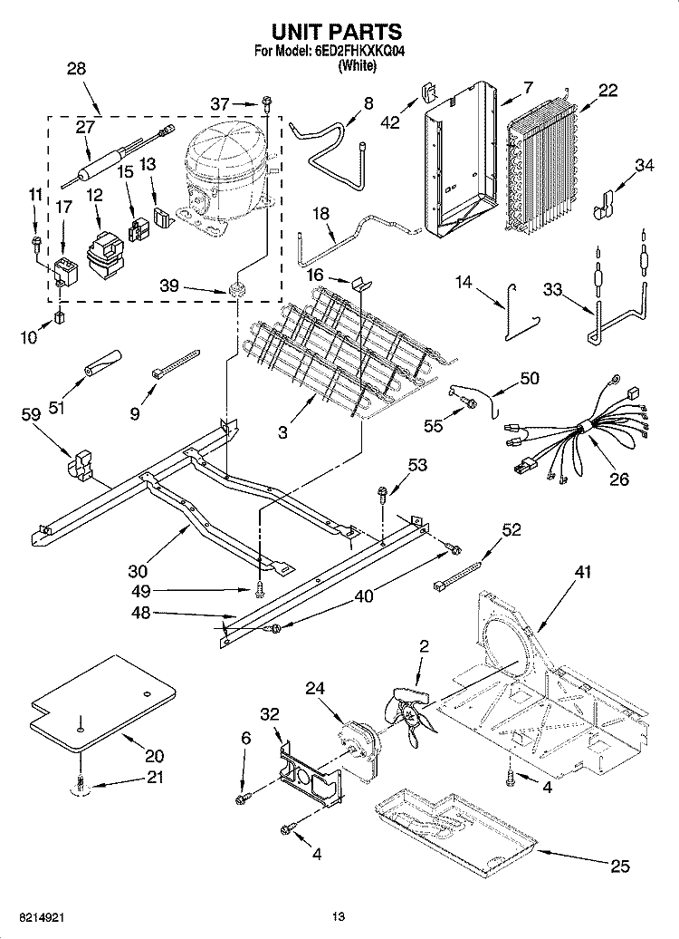 UNIT PARTS, OPTIONAL PARTS (NOT INCLUDED) Diagram and Parts List for 6ED2FHKXKQ04  Whirlpool Refrigerator