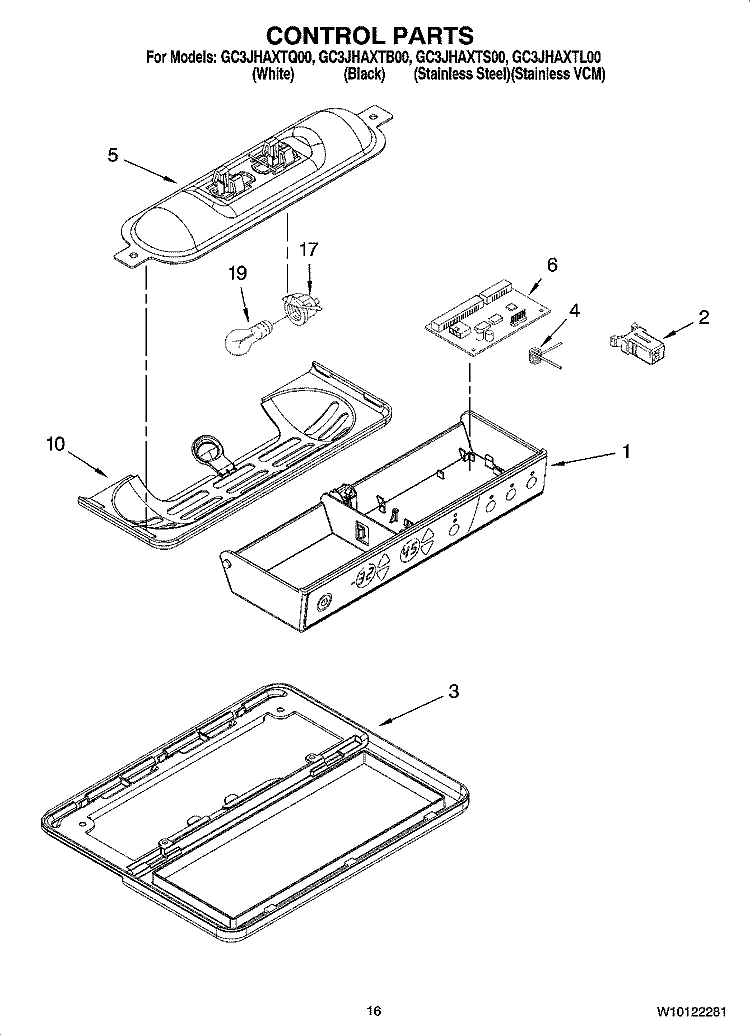 CONTROL PARTS Diagram and Parts List for GC3JHAXTL00  Whirlpool Refrigerator
