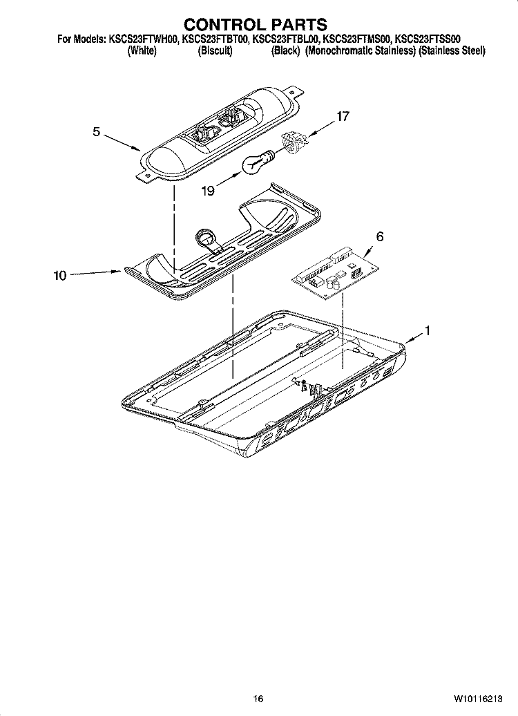 CONTROL PARTS Diagram and Parts List for KSCS23FTBT00  KitchenAid Refrigerator