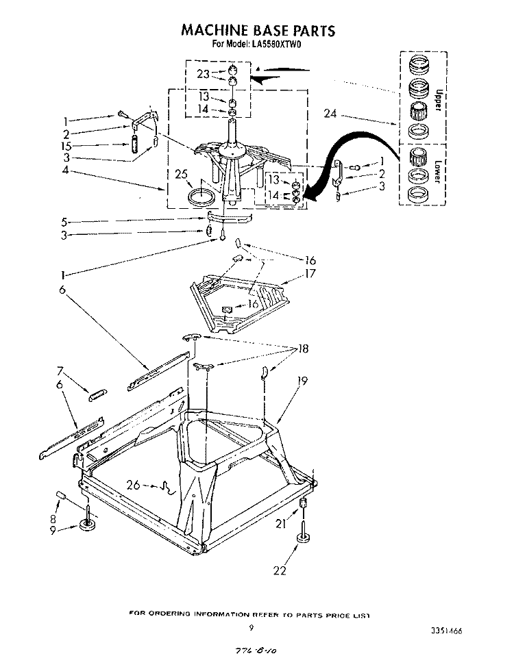 MACHINE BASE Diagram and Parts List for LA5580XTN0  Whirlpool Washer