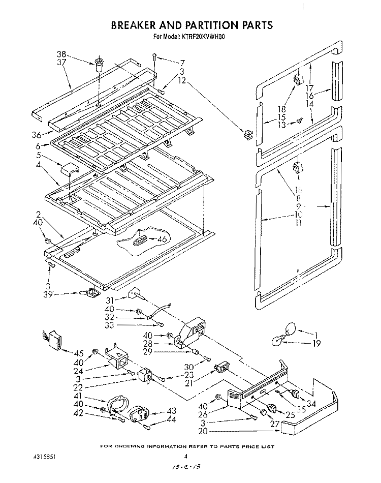 BREAKER AND PARTITION Diagram and Parts List for KTRF20KVAL00  Whirlpool Refrigerator