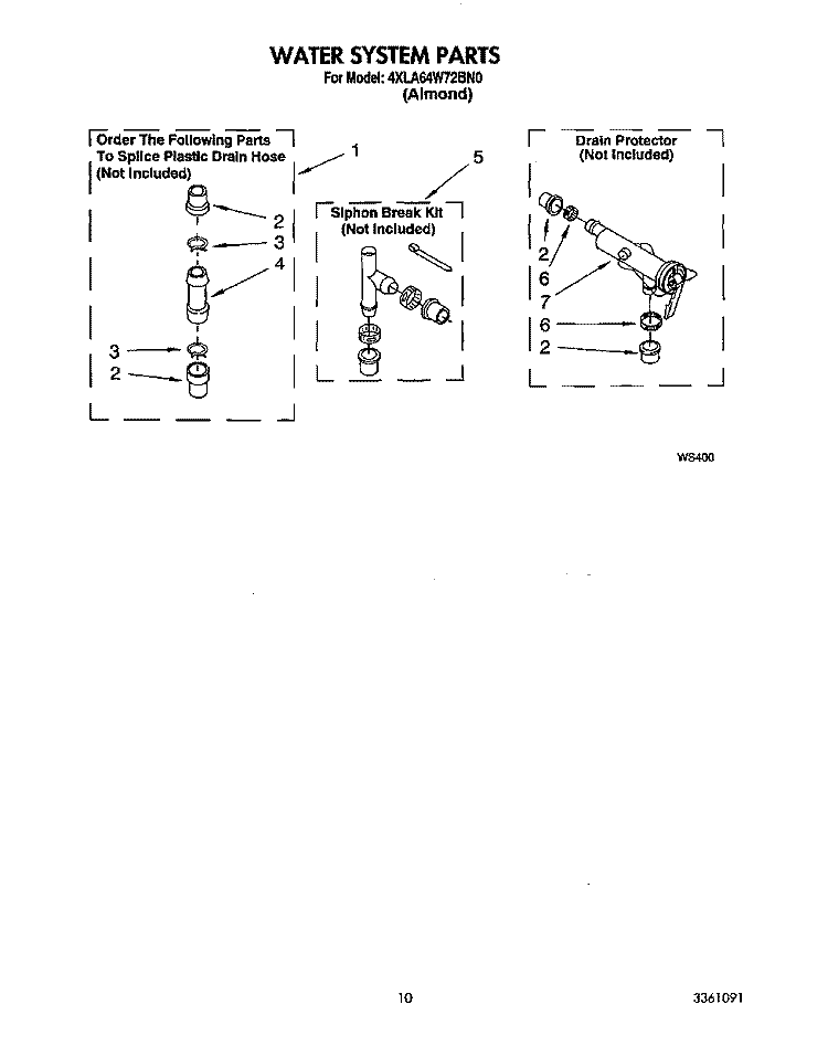 WATER SYSTEM Diagram and Parts List for 4XLA64W72BN0  Whirlpool Washer