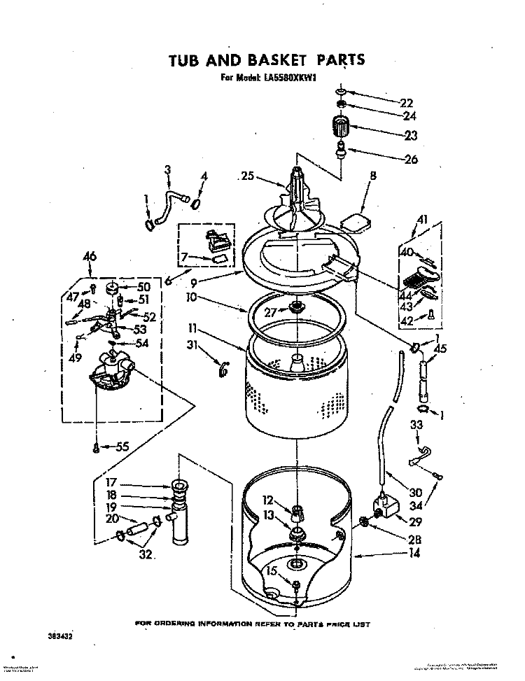 TUB AND BASKET Diagram and Parts List for LA5580XKW1  Whirlpool Washer