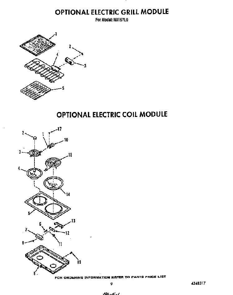 ^electric Grill Diagram and Parts List for N9157*0  Roper Range