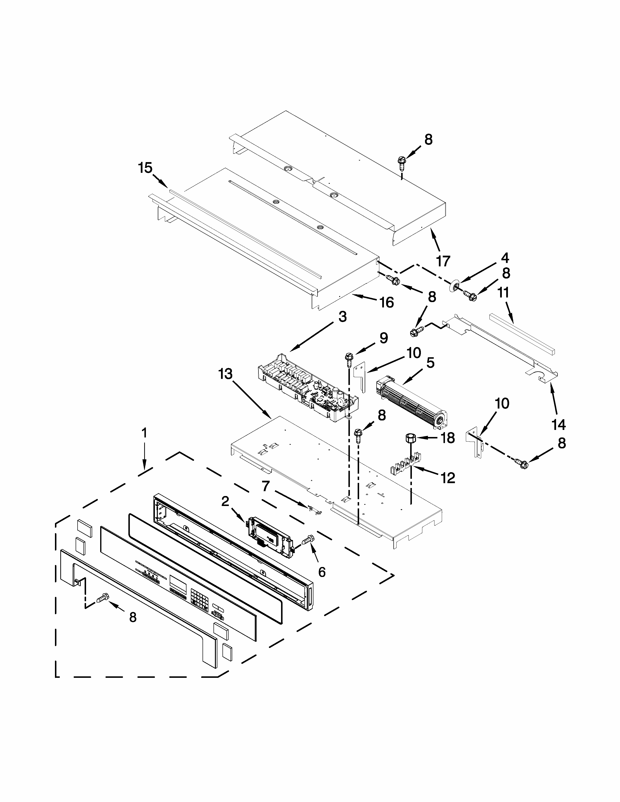 Control Panel Parts Diagram and Parts List for IBS350DS00  Whirlpool Wall Oven