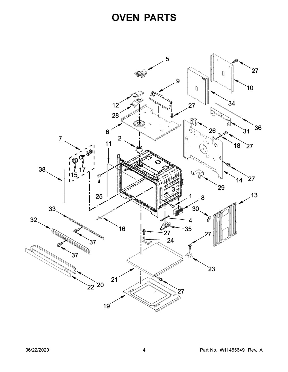 Oven Parts Diagram and Parts List for WOD51EC0HB02  Whirlpool Wall Oven
