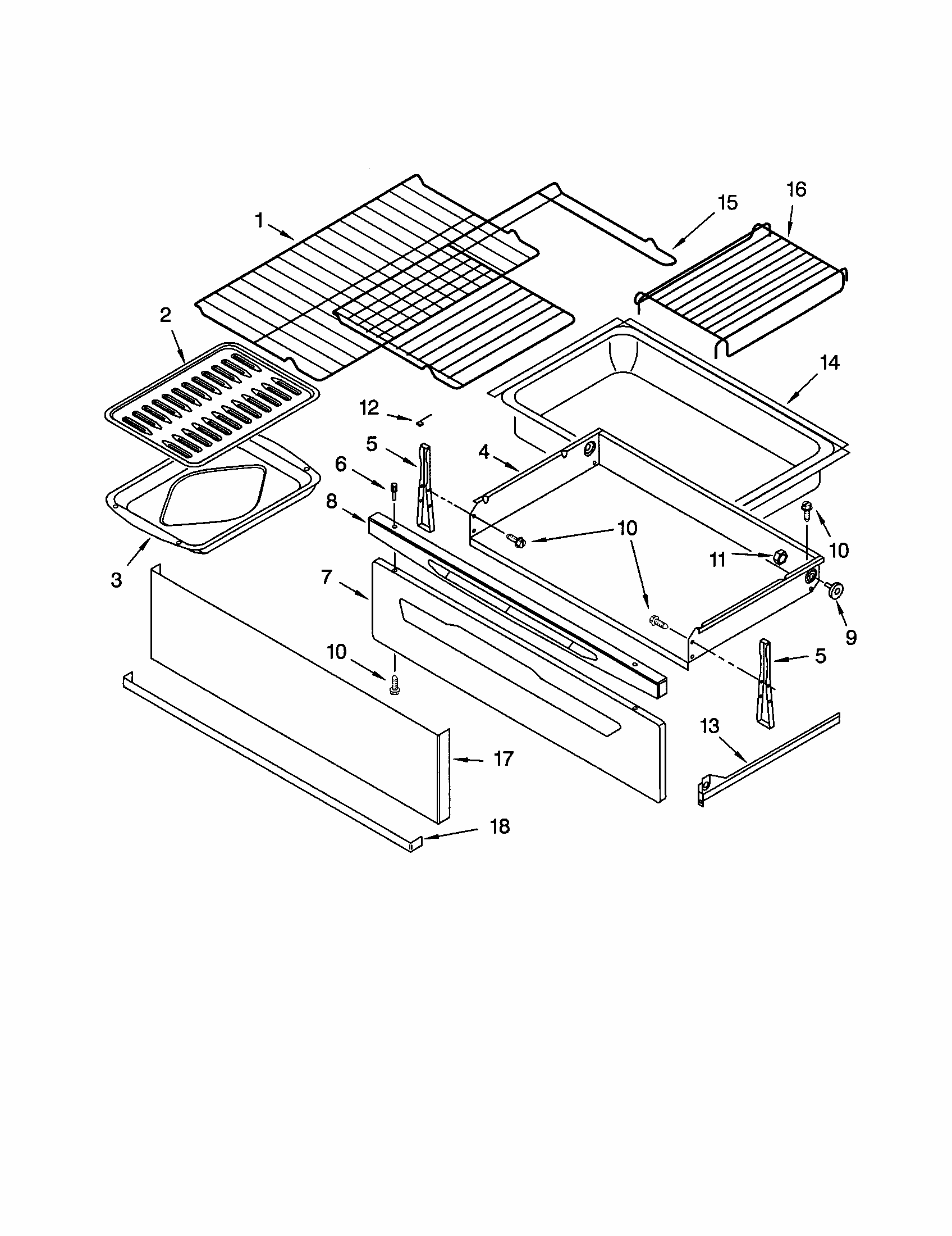Drawer And Broiler Diagram and Parts List for 66595025101  Kenmore Range