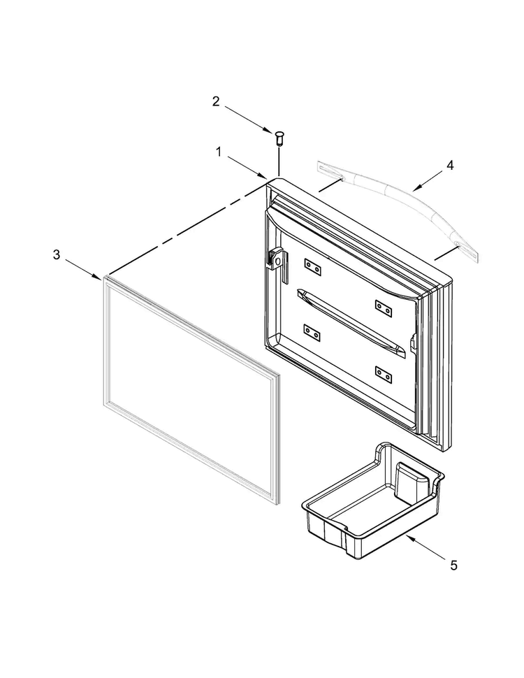 Freezer Door Parts Diagram and Parts List for WRF560SEYW01  Whirlpool Refrigerator