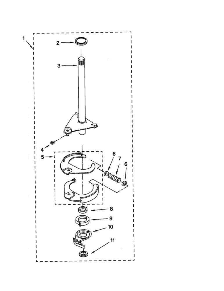 Brake And Drive Tube Diagram and Parts List for 11021082000  Kenmore Washer