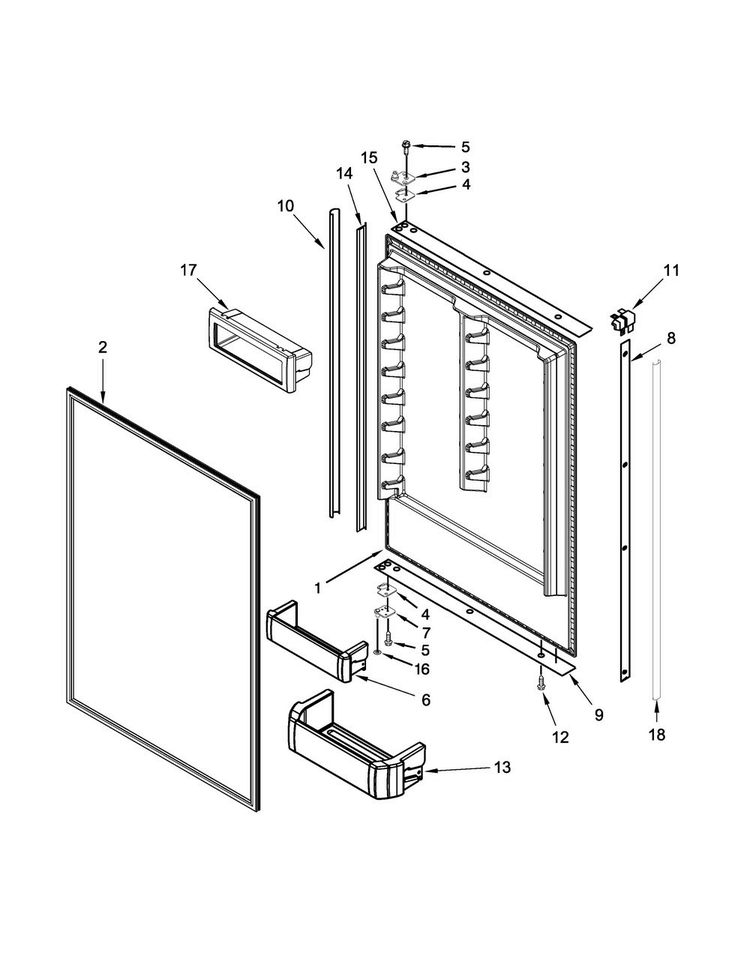 Refrigerator Door Parts Diagram and Parts List for KBBR306EPA00  KitchenAid Refrigerator