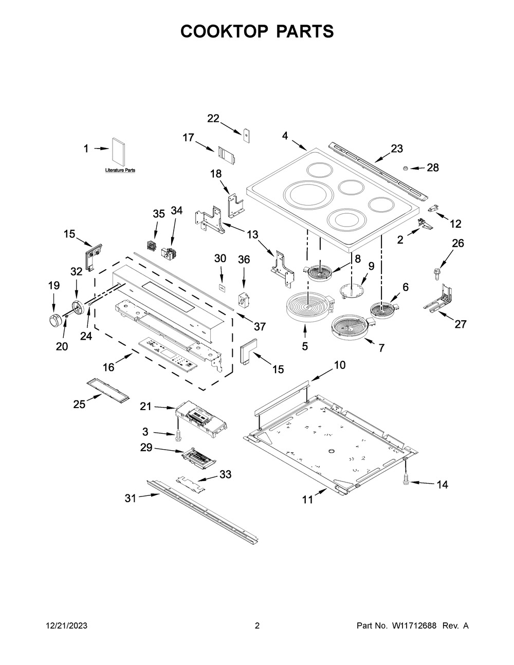 Cooktop Parts Diagram and Parts List for KSEB900ESS7  KitchenAid Range