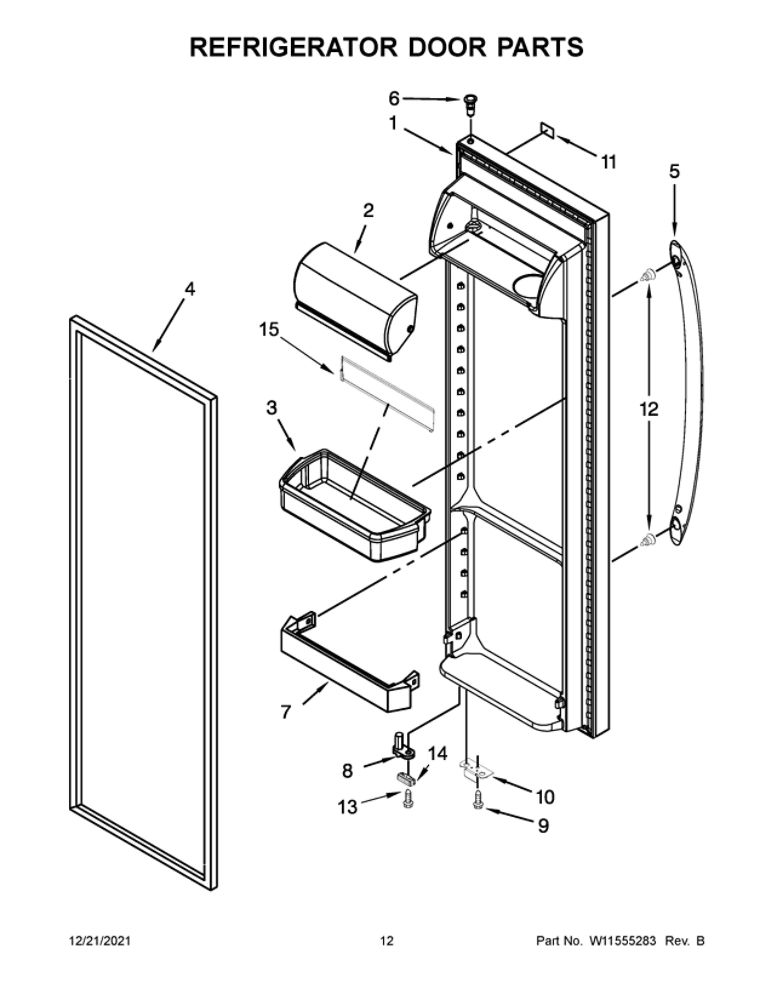 Refrigerator Door Parts Diagram and Parts List for 10651752717  Kenmore Refrigerator