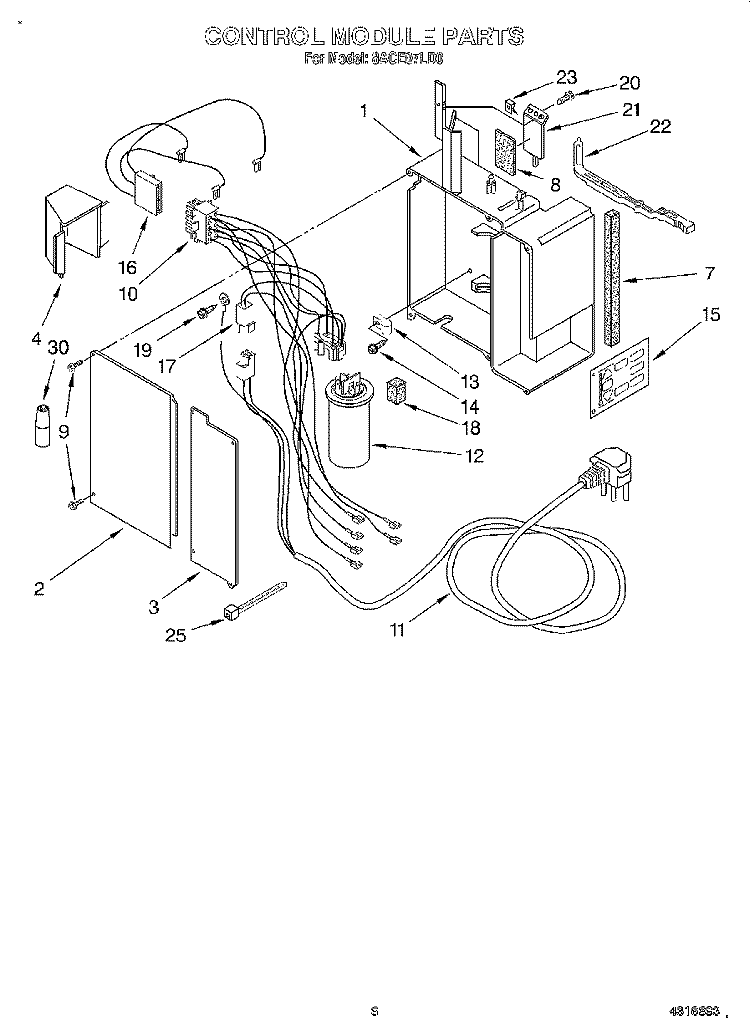 CONTROL MODULE Diagram and Parts List for 8ACE07LD0  Whirlpool Air Conditioner
