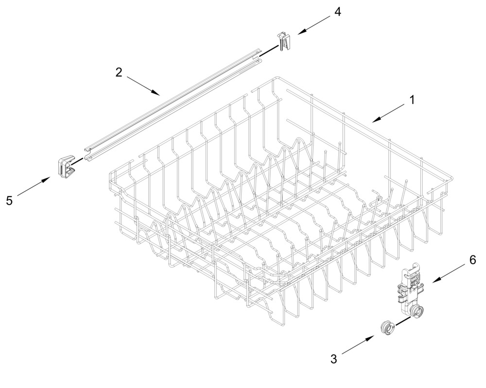 Upper Rack And Track Parts Diagram and Parts List for MDFS3924RZ3  Whirlpool Dishwasher