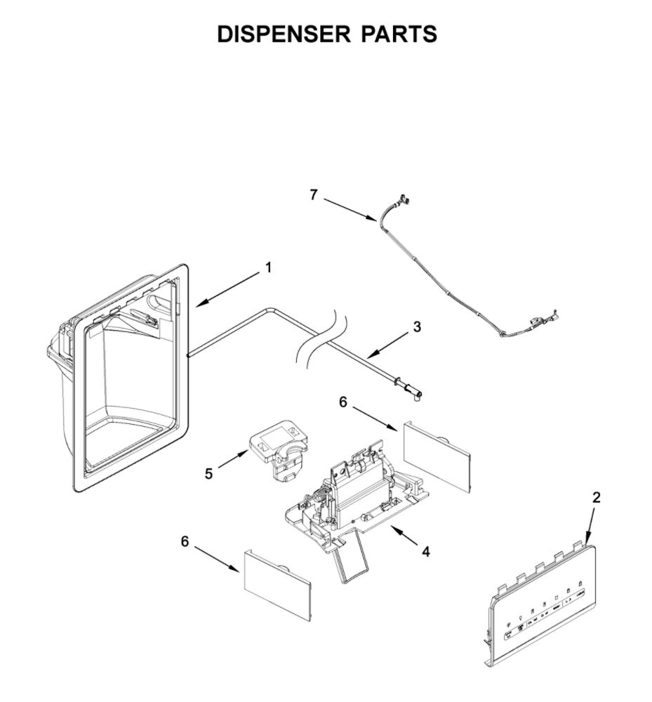 Dispenser Parts Diagram and Parts List for 10650049714  Kenmore Refrigerator