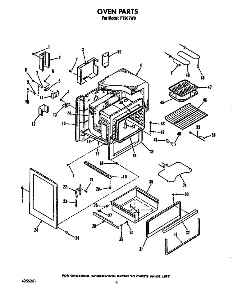 Oven Diagram and Parts List for F7907W0  Roper Range