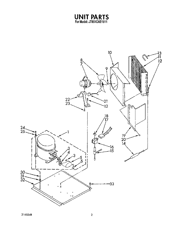 UNIT, LITERATURE Diagram and Parts List for JT051CAE1611  Whirlpool Ice Maker